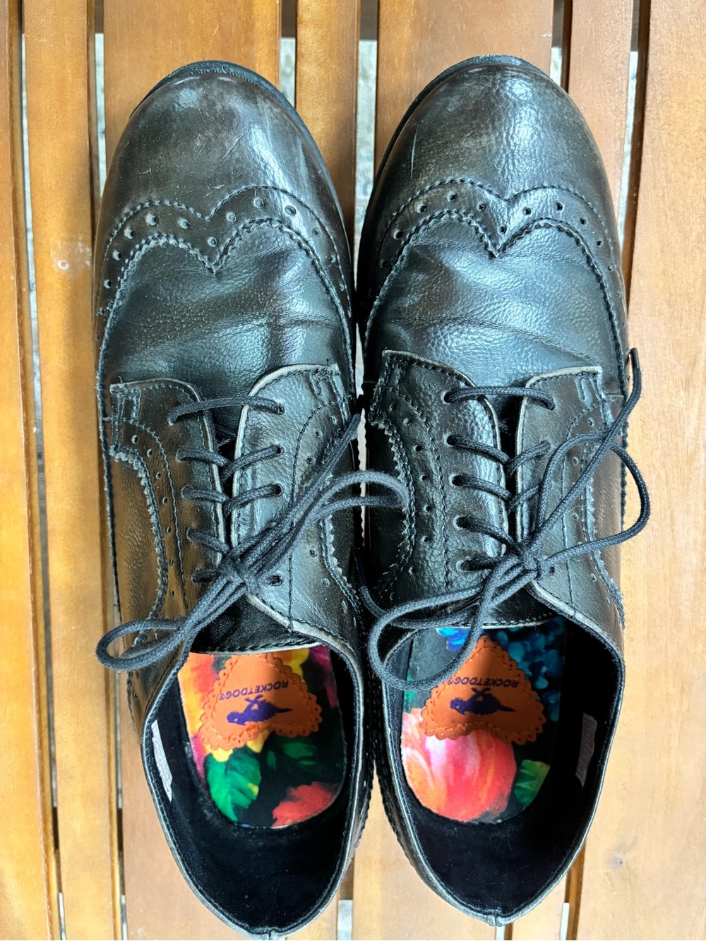 Rocket Dog Black Leather Brogue Lace-Up Oxfords